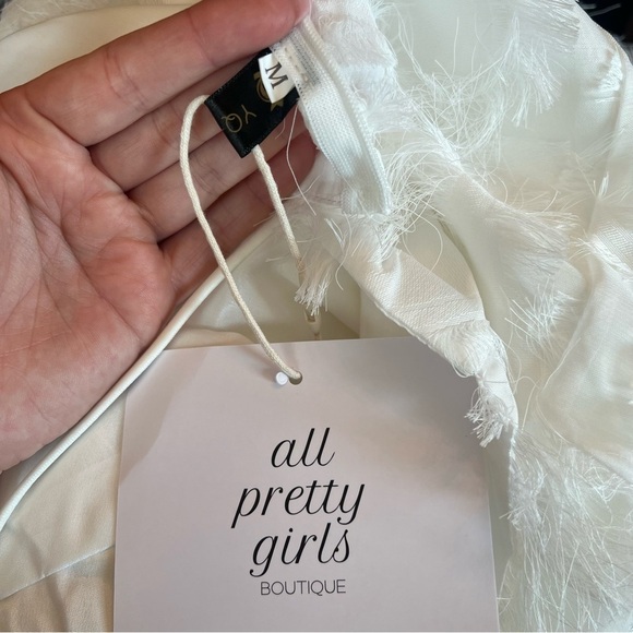 NWT ALL PRETTY GIRLS White Chaya Fringe Detail Maxi Dress Size Medium - Picture 11 of 13